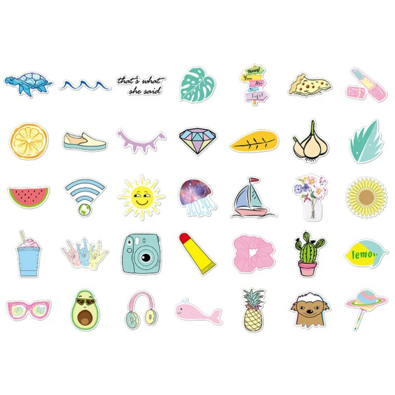 35Pcs VSCO Stickers Pack Simple Girl Cute Cartoon Sticker Decal ...