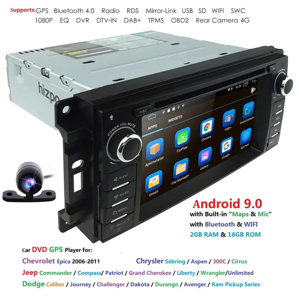 Perfect android 9.0 Car Monitor DVD Player For Wrangler Compass Grand Cherokee 2008-2011 With GPS Navigation Multimedia radio steering w 3
