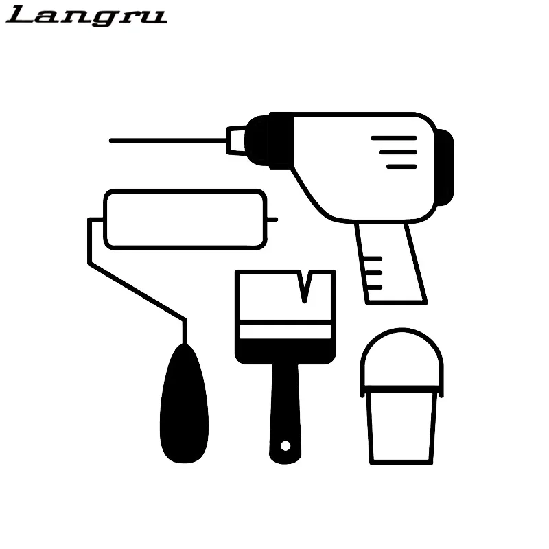 Langru 15 см * 14 5 аппаратные инструменты ударная дрель ведро для краски наклейка Vinly