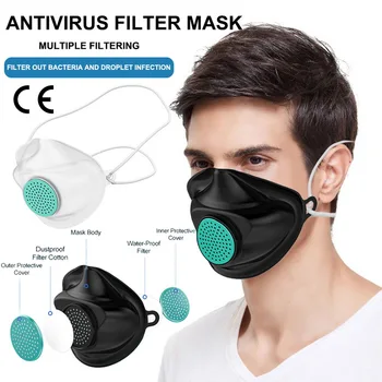 

10pcs KN95 TPE Protective Silicone Mask Face Mouth Protect Anti Dust Virus Washable Earloop Masks With 300pcs Filter Element