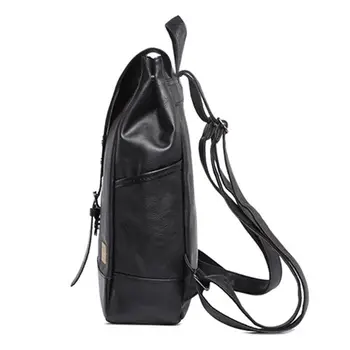 

Three Box Men Vintage Backpack PU Leather Leisure Student School Bag Casual Travel Rucksack Business Bags