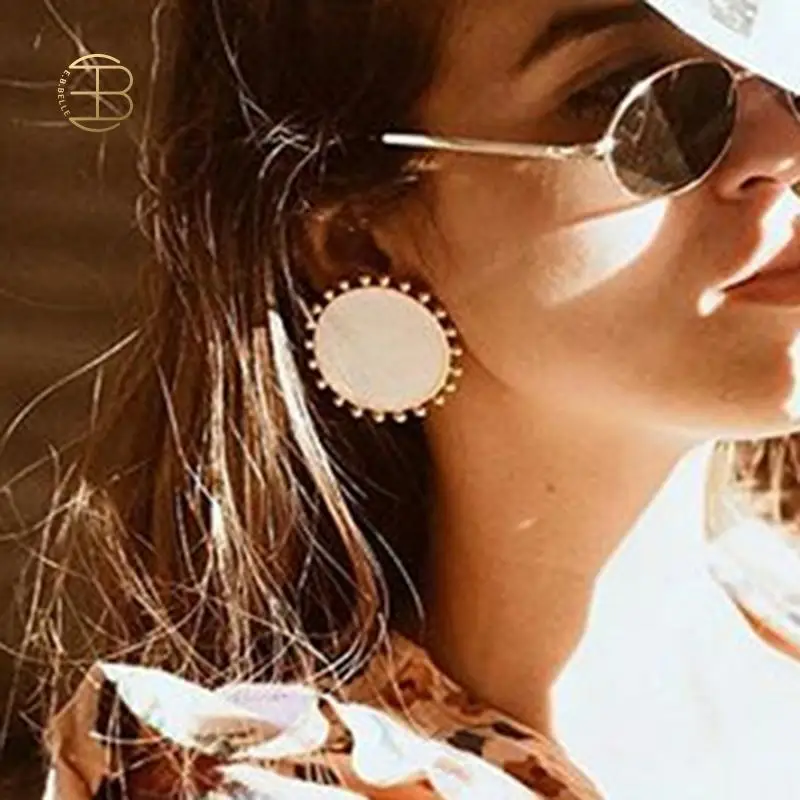 Серьги-гвоздики с эмалью женские разноцветные Ювелирные Украшения круглой формы