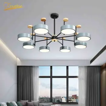 

Modern LED Wrought Iron Chandelier Lighting Nordic Ceiling Chandelier Round Hanging Lamp Living Room Bedroom Study Light Fixture