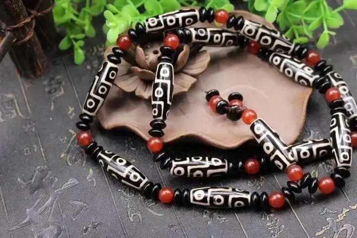 

Tibetan prayer worry dzi bead old agate 9 eyes necklace gzi tibet AAAAA