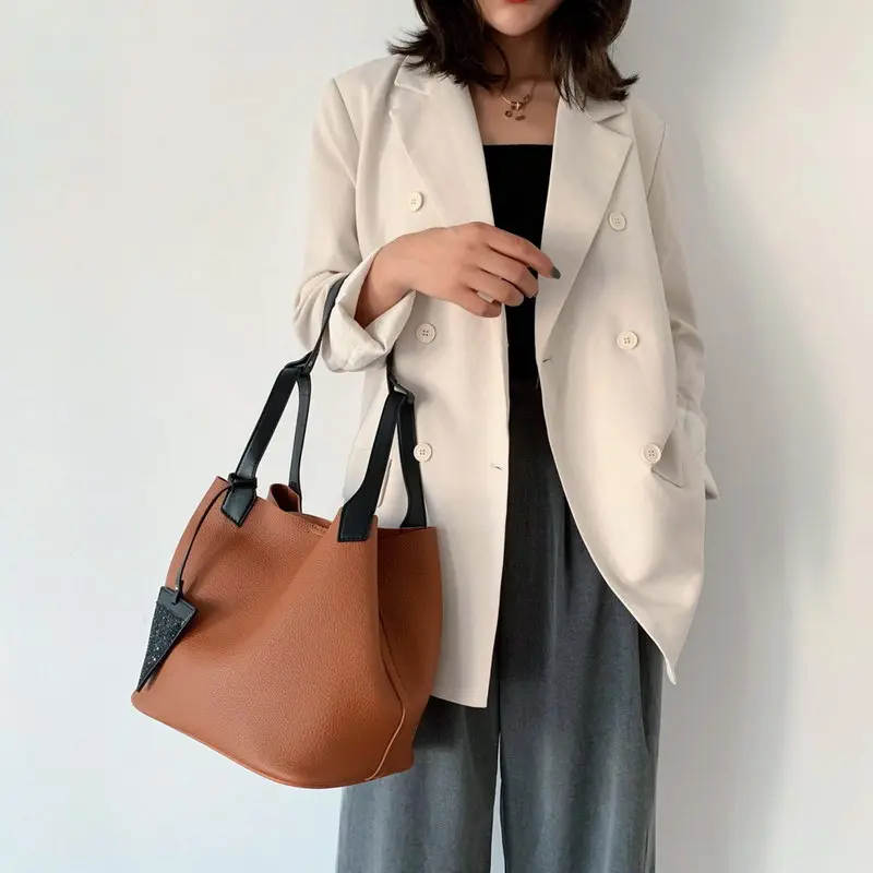 

2Pcs Woman Fashion Shoulder Bags PU Leather Handbags Purse Bucket Bag Designer Crossbody bags for women 2019 torebki damskie NEW