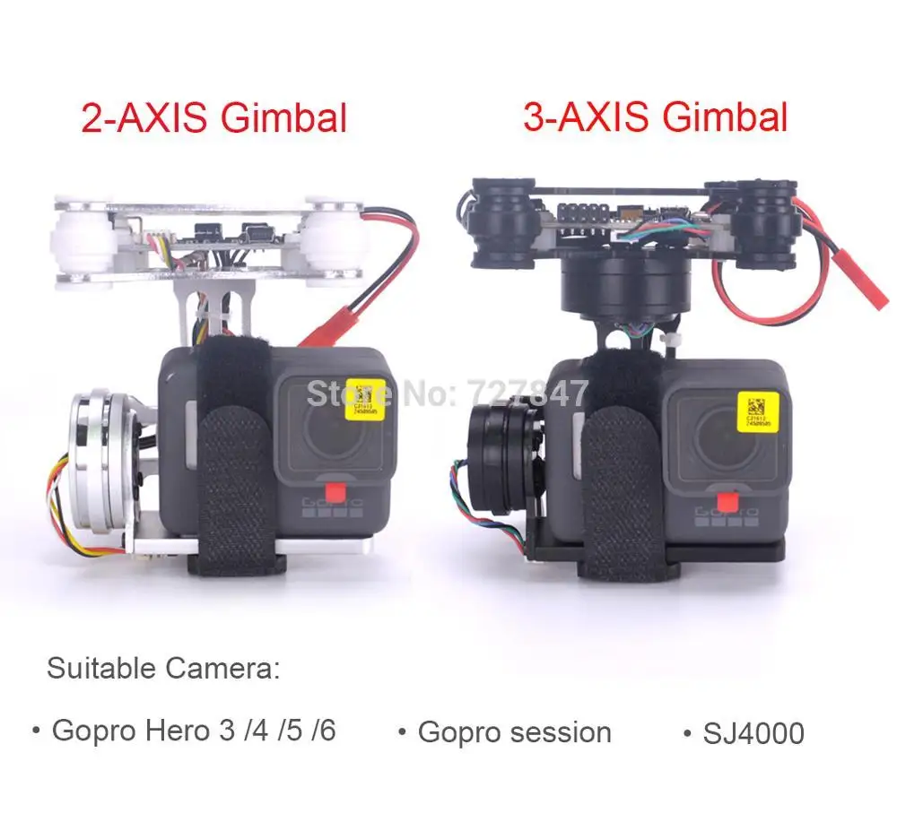 

RTF FPV 3-AXIS / Lightweight 2-AXIS Brushless Gimbal Board for Gopro3 4 Gopro Hero 5 6 Gopro session SJ4000 RC drones