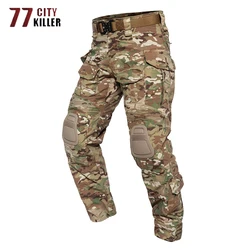 Pantalones tácticos G3 con rodilleras para hombre, pantalón de combate Airsoft, multibolsillo, caza, Camuflaje, Paintball, S-3XL de equipo