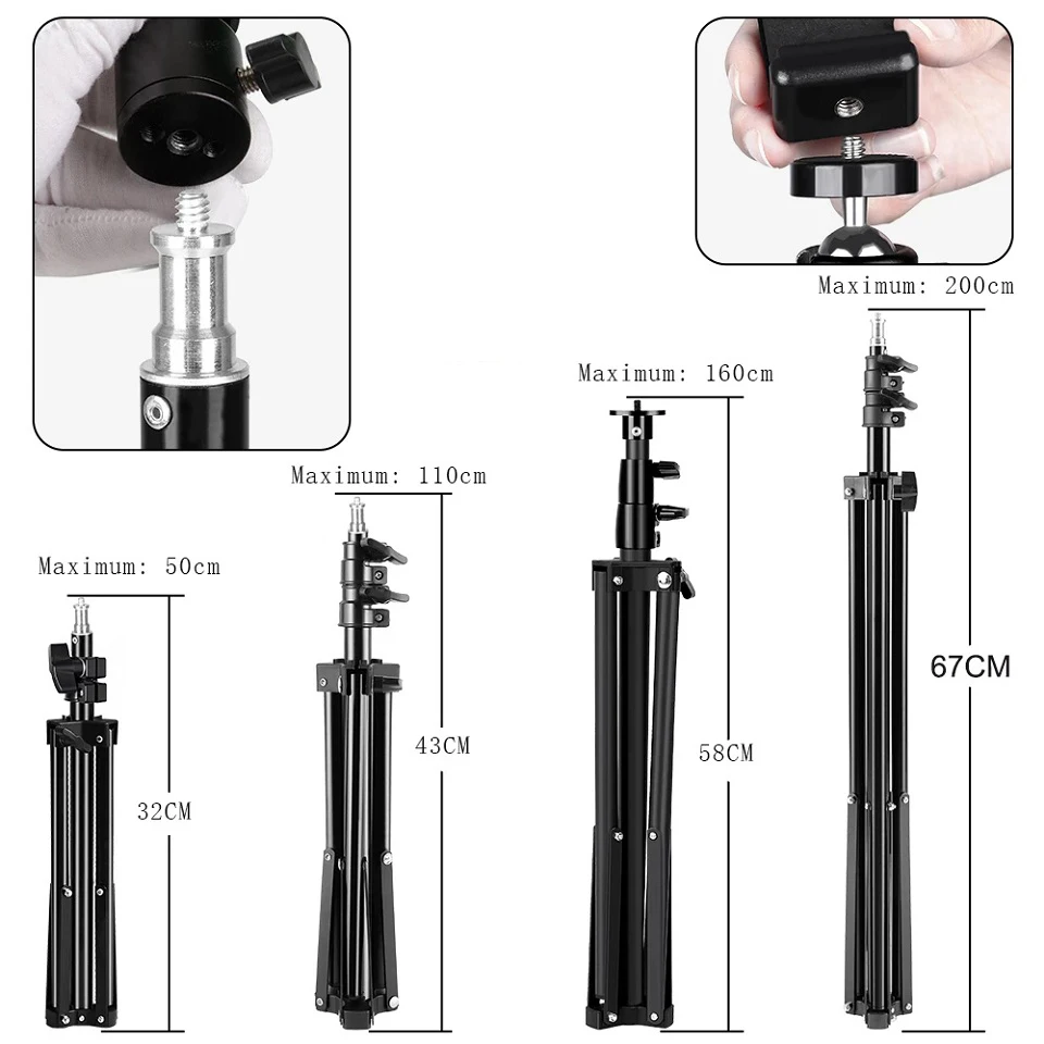 Photographic Lighting Stand Fill Light Stand Adjustable Tripod Suit For Ring Light With 1/4 Screw Ring Lamp Softbox Ringlight — view 2