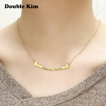 

Smiley Pendant Necklace Women Clavicle Chain Handmade Lettering Creative Fashion Romantic Valentine's Day Present Free Lettering