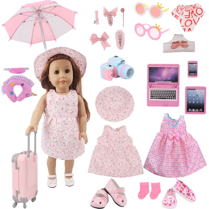 All Pink Dress,Suitcase For 18Inch American Elegant Doll 43cm Baby Doll