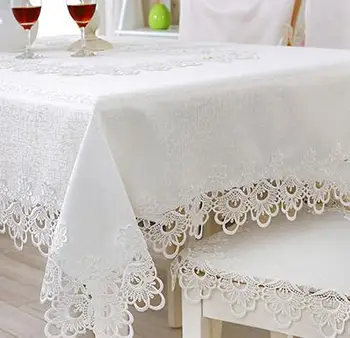 

European Embroidery Princess White Table Cloth Mat Tablecloth Lace Tablecloth Table Dinner Ornament Runner Square Garden