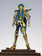 Cs modelo saint seiya pano mito ex ouro aquário camus com batalha dano armadura modelo duplo metal pano