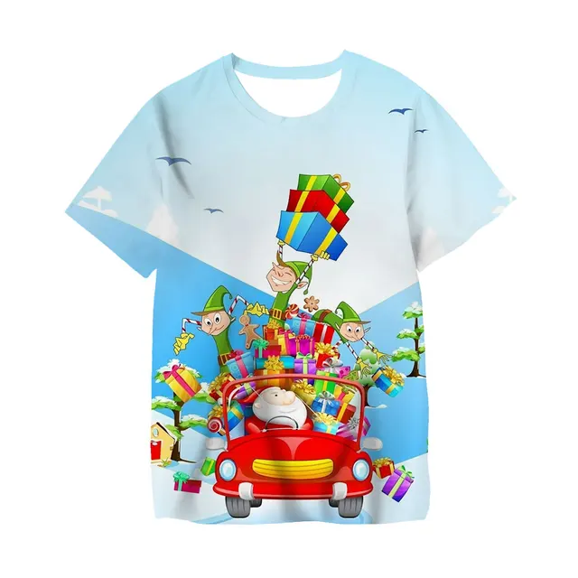 2020 Christmas Children Tshirt Kids Boys Girls T Shirts Santa Claus 3D T Shirt Boys Christmas Party Happy Children Tops TX-040439
