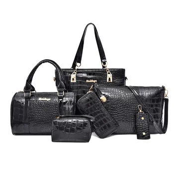 

New arrival casual large capacity pu leather composite bags for women handbag designer high quality famous brand 6 piece bag set