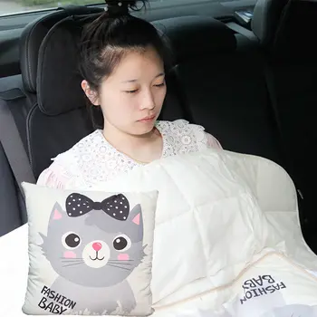 

E-FOUR Pillowie Cute BAT Travel Pillow and Blanket Set Portable Comfort Item for Car Home Office Throw Pillow Car Cans Birds