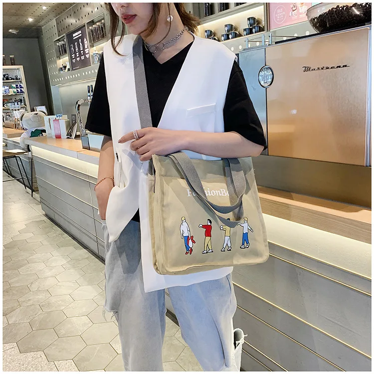 Крутая Холщовая Сумка с принтом, женская сумка на одно плечо, модная сумка через плечо, школьная сумка, тканевая сумка