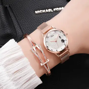 

Fashionable Women Alloy Magnet Watch Luxury Ladies Quartz Wristwatch Casual Female Bracelet Watch Women's Alloy Magnetic Watch