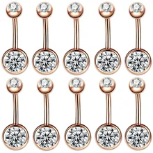 10 pcsSteel двойной драгоценный камень измеренный пупок пирсинг пупка для кольца для пирсинга Ombligo Nombril сексуальное тело ювелирные изделия-пирсинг