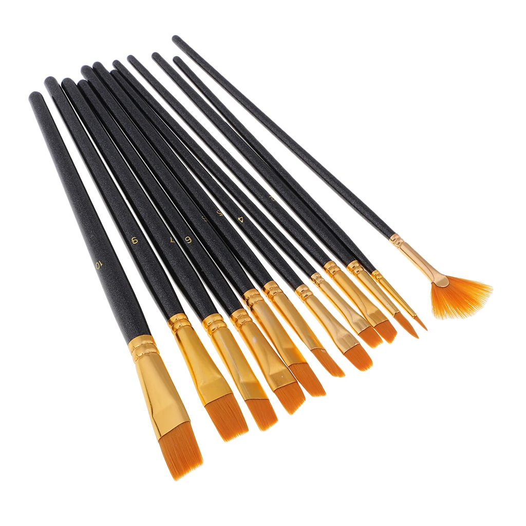 Artist Pro Paint Brush Set- 12pcs For Oil Acrylic Watercolour Make Up