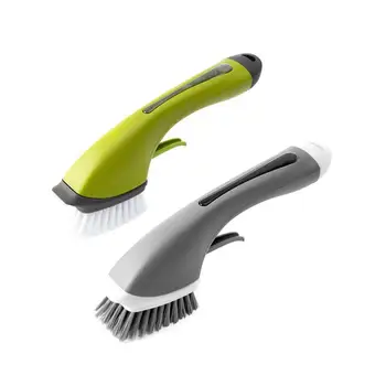 

Liquid Cleaning Brush Dish Kitchen Washing With Refill Soap Dispenser 4 In 1 Flexible Bristles Strong Cleaning Power