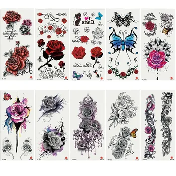

2pcs Waterproof Women Men Colorful Tattoo Stickers Butterfly Temporary Body Girls Arm Back Black White Body Painting Sticker