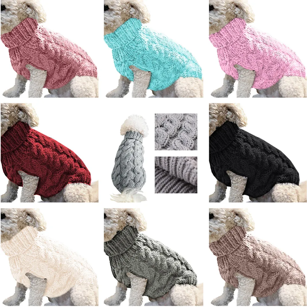 

2020 new pet clothing autumn winter pet clothing solid color casual warm dog clothing dog sweaters