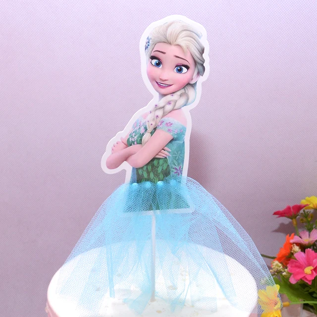 6pcs/lot Baby Girl Favor One Year Old Birthday Elsa Anna Princess Cake Topper Decor for Birthday Party Topper For Cake Decor 8cake topper-6pcs