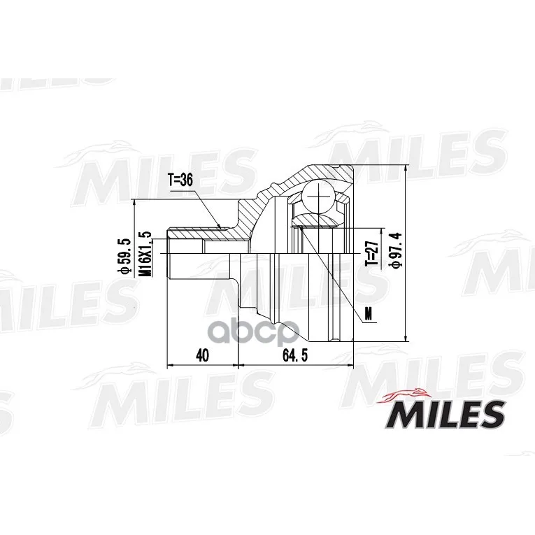 Шрус Audi A3/Vw Golf/Passat/Touran 1.9-2.0tdi 03- Нар. Miles Ga20026 Miles арт. GA20026