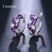 Emmaya Exquisite Stud Earring Monalisa Style Two Colors With Cubic Zircon For Women And Ladies Elegant Gift In Fashion Party
