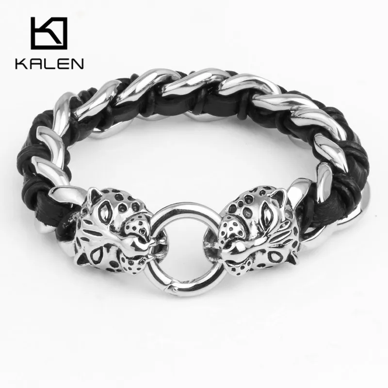 Уникальный мужской браслет 22 СМ Панк нержавеющая сталь подвеска с головой тигра байкер браслет готический Мужские аксессуары из Китая