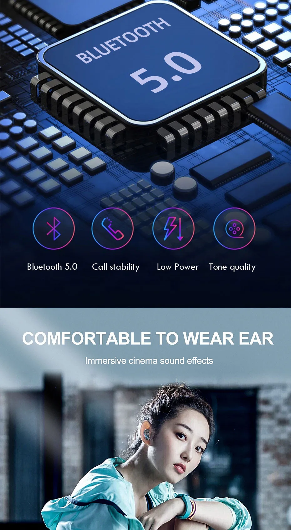 Bluetooth V5.0 Wireless Earphone IPX5 Waterproof Headphones Stereo Sport Earbuds 3500mAh Capacity Headset For iOS Android Phones