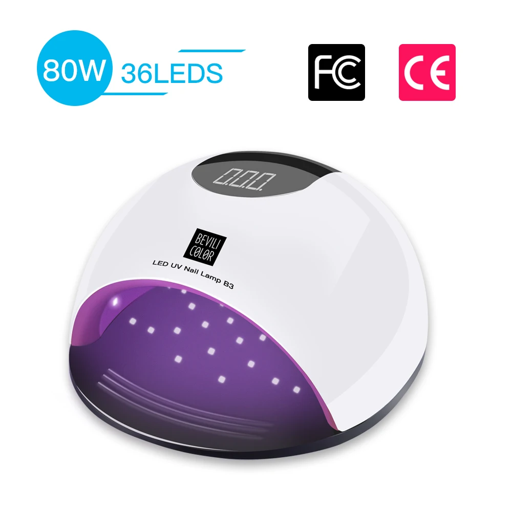 

BeviliColor 80W High Power Nail Curing Lamp For Nails All Gel Polish Nail Dryer Sensor Sun Led Light Nail Art Manicure Tools