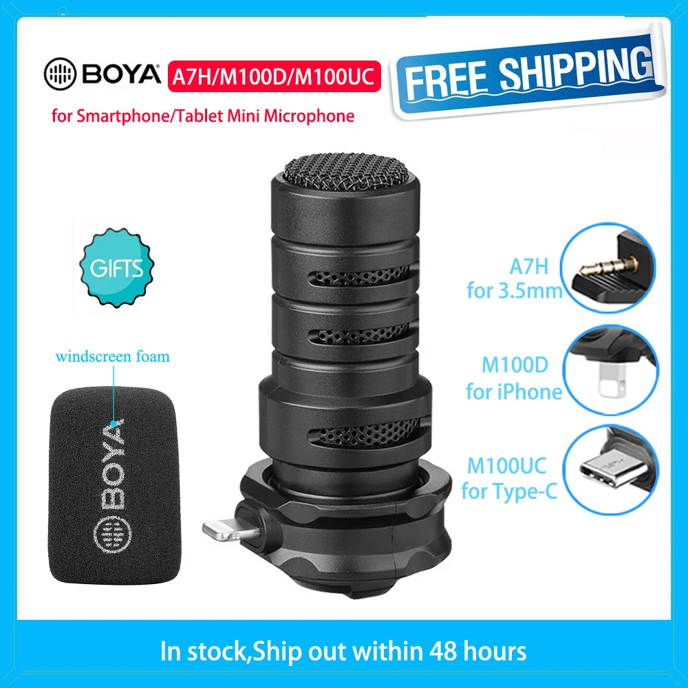 BOYA A7H 3.5mm Wired Condenser Microphone for Youtube Video Vlog Recording Mini Game Studio Singing Mic For Smartphone PC Laptop