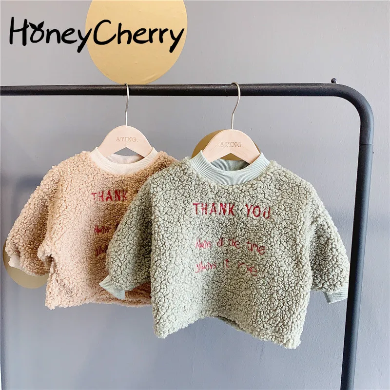 

2019 new autumn and winter girl Long Sleeve Tops children's clothing embroidery small children warm sweater girls
