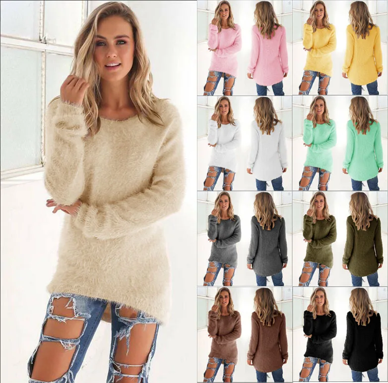 

2020 Autumn Winter Fashion Solid Color Long Sleeve Womens Sweater Casual Loose Women Sweatershirt Lady Woll cloth Sweaters Tops