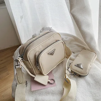 

New Casual Waist Bag 2 Pieces Set Luxury Brand Female Nylon Shoulder Bag Bolsa Feminina Waterproof Crossbody Bags For Women