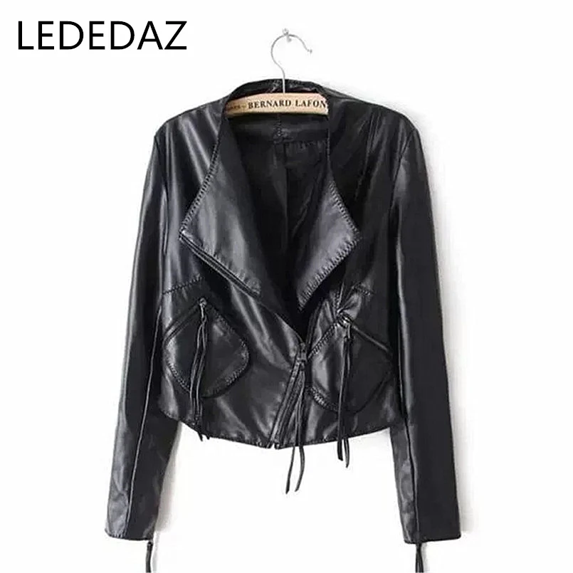 

Stylish Ladies Short Black Leather Jackets 2020 High Quality Basic Motorcycle Jacket Pockets Vintage Women Leather Jackets