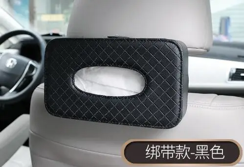 Автомобильный тканевый ящик для спинки сиденья из искусственной кожи коробка салфеток держатель авто аксессуары для интерьера - Название цвета: Черный
