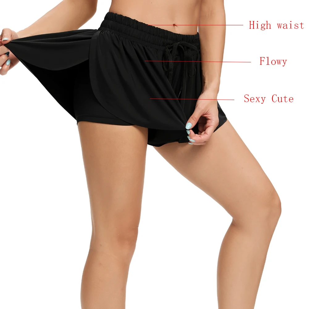 Womens Track Shorts Shorts Sporty Drawstring Waist High Waist Black S