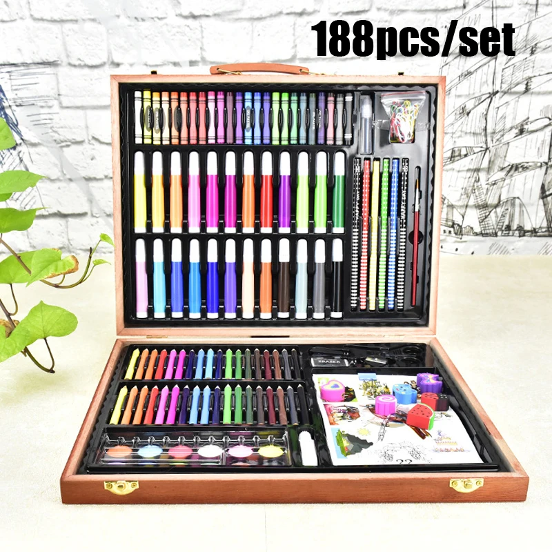 

188 PCS/Set Kids Art Set Children Drawing Set Water Color Pen Crayon Oil Pastel Painting Drawing Tool Art Supplies Stationery