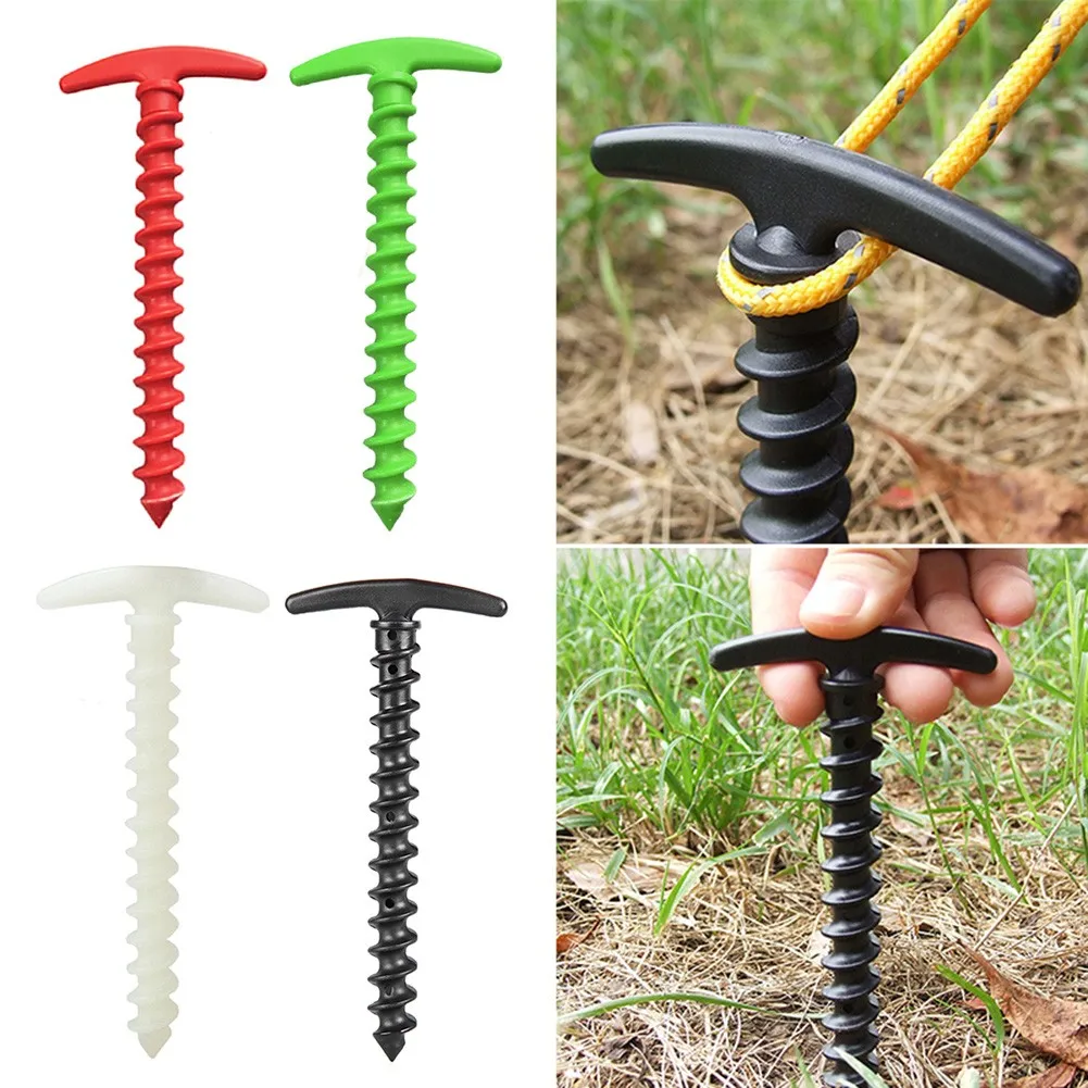 

5Pcs Luminous Nylon Screw Spiral Tent Peg Stakes Nail Outdoor Camping Awning Pin Camping Ground Nails Screw Anchor Stakes