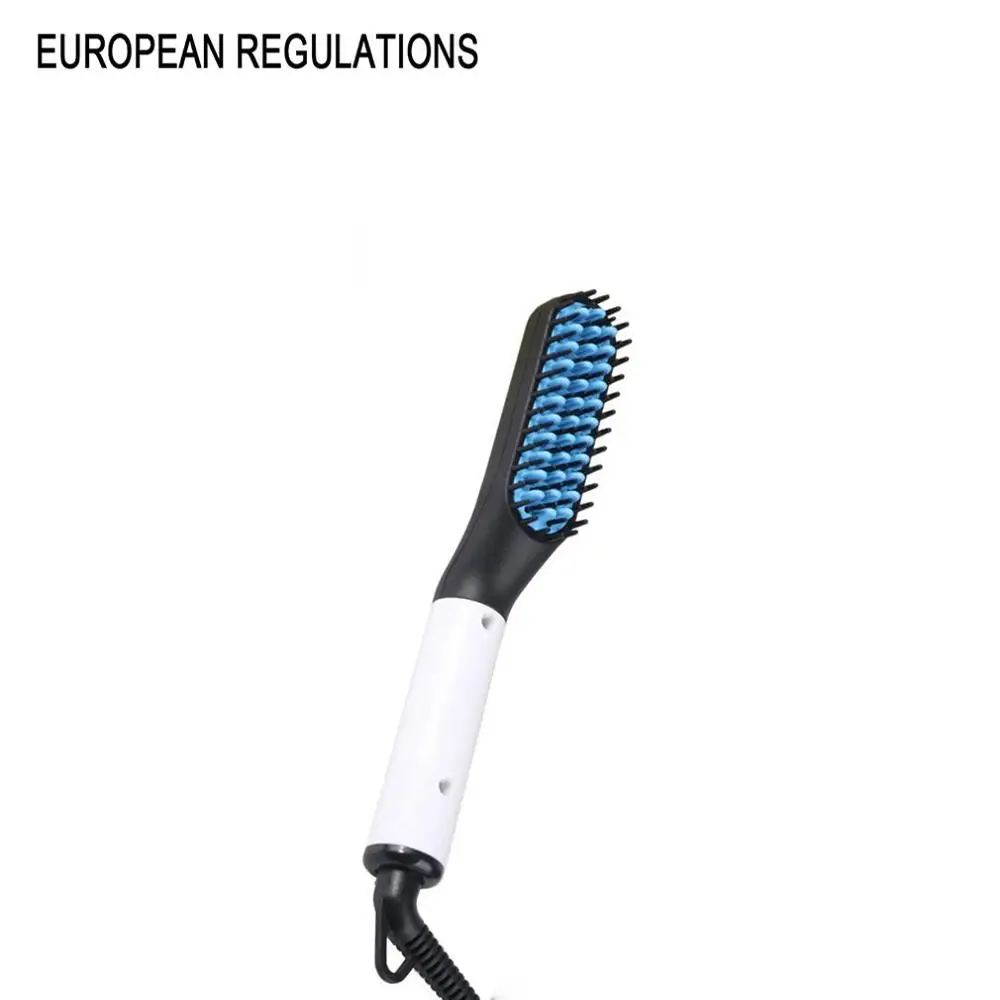 white EU plug Электрический выпрямитель для бороды и волос для мужчин, щипцы для завивки волос, выпрямитель для выпрямления, тепловая щетка с боковыми волосами - Цвет: white EU plug