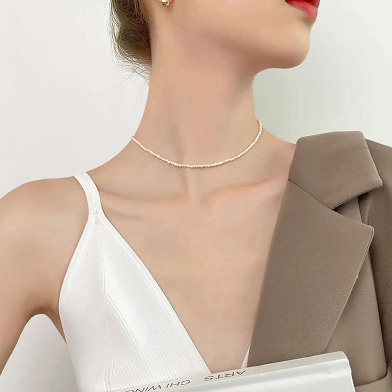 3-5mm Natural Freshwater Pearl Pendant Necklace Silver Necklace 925 Sterling Silver Fine Jewelry for Women Gift New Fashion NK120