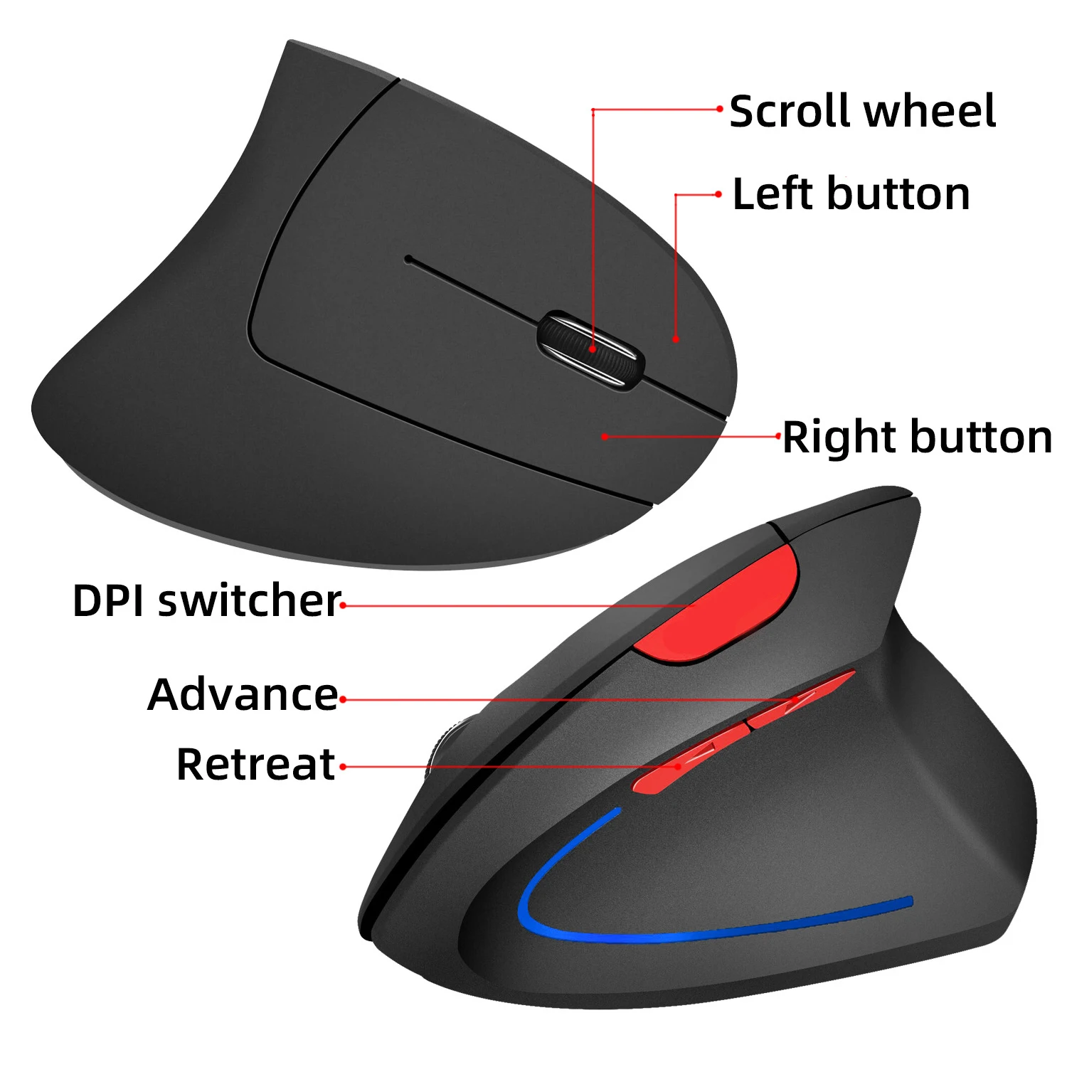 desktop mouse UTHAI DB38 New vertical wireless mouse 2.4GHz ergonomic mouse design 2400DPI can prevent mouse hand gaming mouse best gaming mouse for large hands