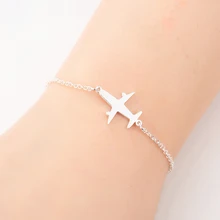 Двойной ярмарка браслет с самолетом для женщин девочек подарок на день рождения розовое золото цвет Регулируемая цепочка Шарм ювелирные изделия браслет DZH002M