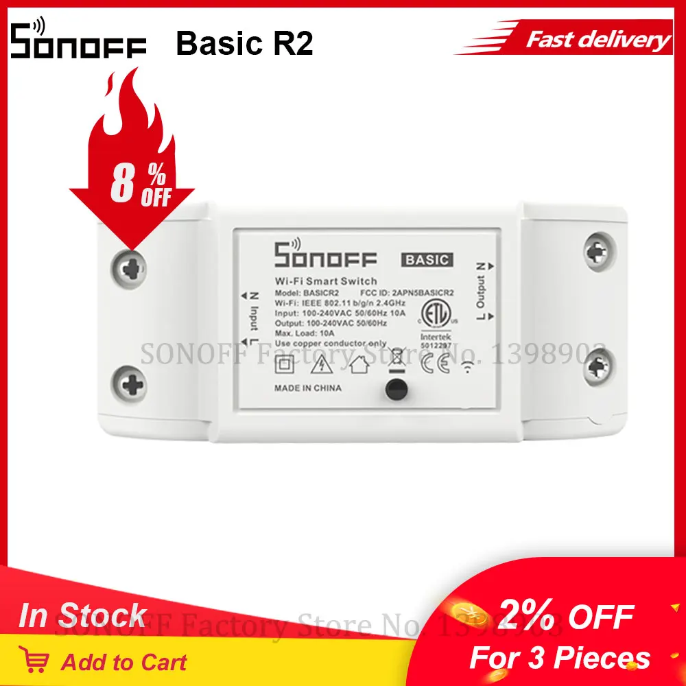 Module Timer Wifi-Switch Wifi-Breaker Itead Sonoff Basic R2 Smart-Home-Work With Alexa
