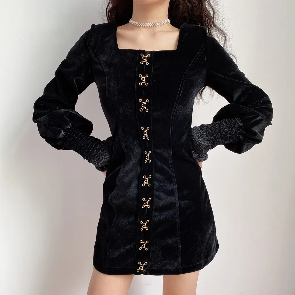 Женское платье 2020 женское сексуальное с квадратным воротником длинным