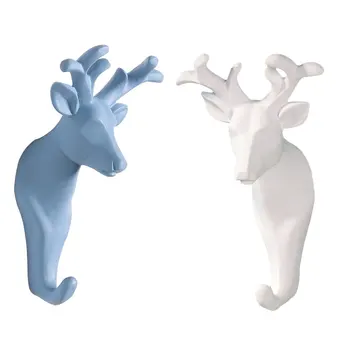 

2Pcs Elk Shaped Sticky Hooks Self-adhesive Hooks Hat Towel Keys Hook Clothes Coats Organize Hook for Home Kitchen(White Blue)