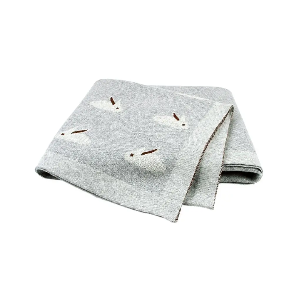 Baby Blankets Knitted Newborn Easter Rabbit Monthly Blanket Cotton Knitted Toddler Infant Stroller Quilts 100*80cm Super Soft