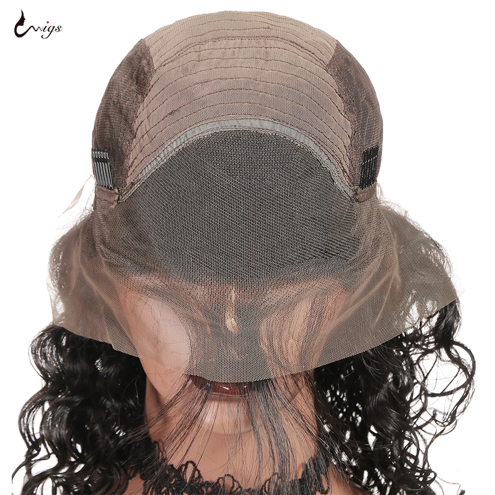 Onda de Água Frente do Laço Perucas de Cabelo Humano para Preto Uwigs Feminino Laço Frontal Peruca Brasileira Remy Cabelo Encaracolado Humano 13x4 4 Cheap Pacotes com 34 com fecho